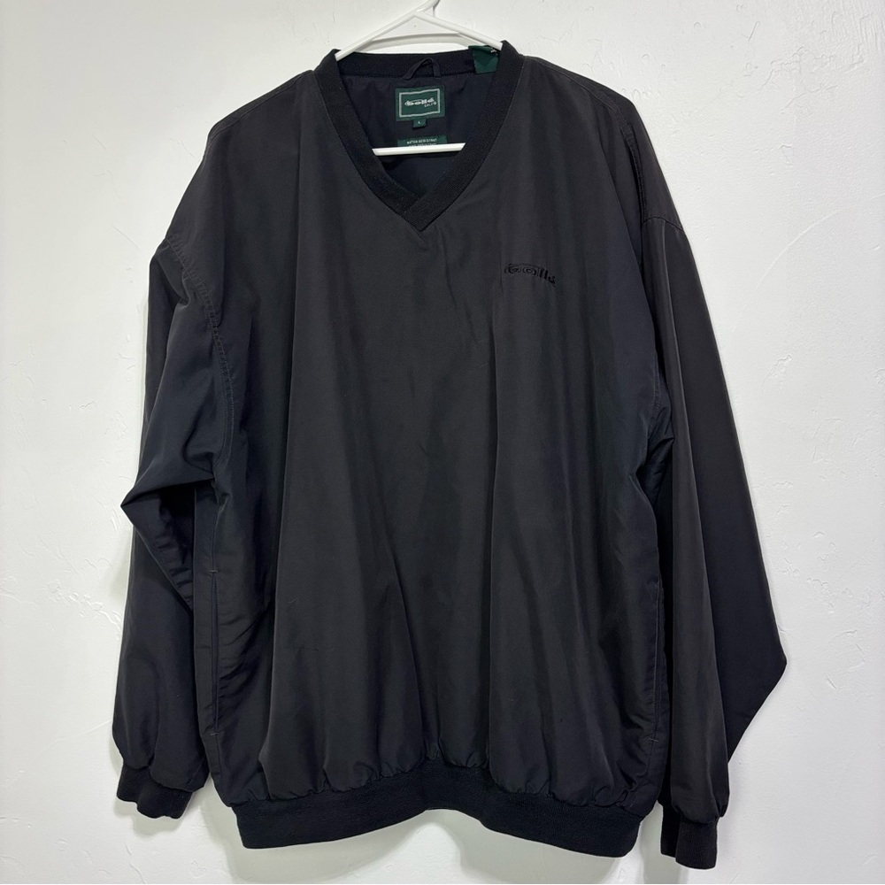 Bolle Golf V Neck Men's Black Pullover Jacket Wind Water Resistant Basic Large